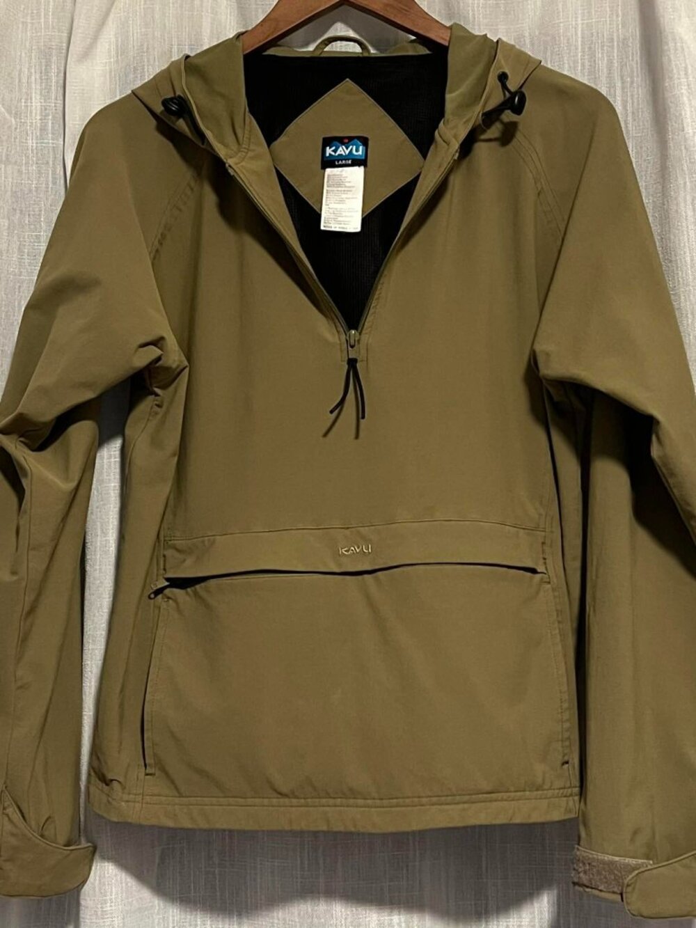 Kavu Pullover Lightweight Jacket 1/2 zip Olive Green Size L